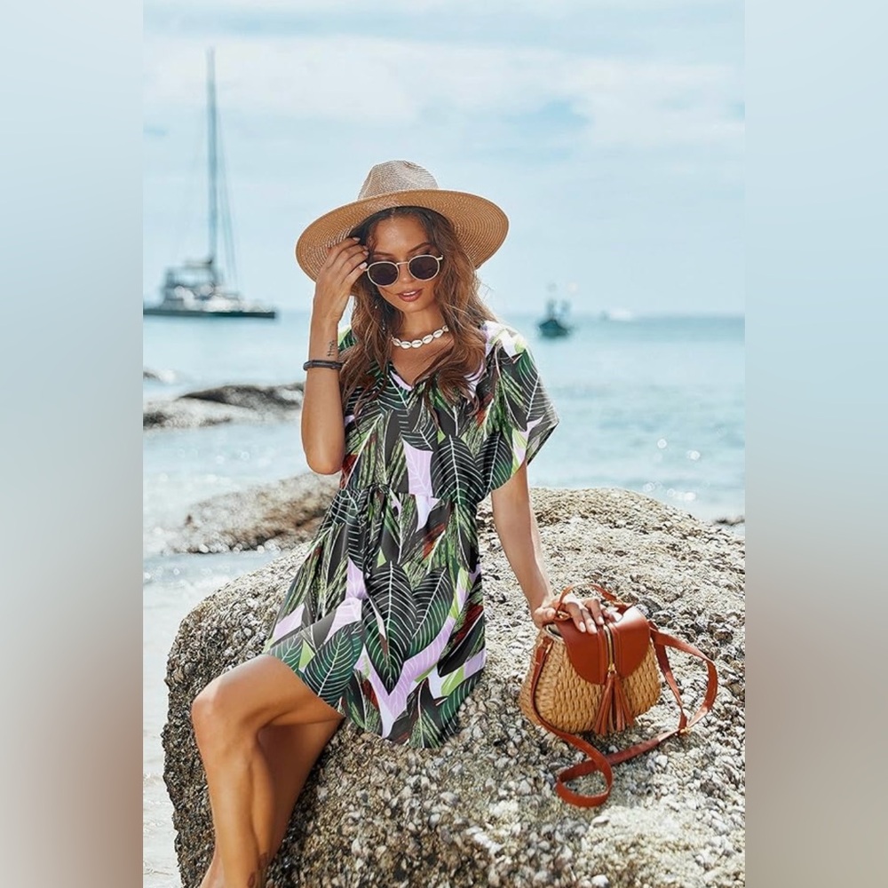 Women's Island Flower Cover Up and Bech Dress - Picture 5 of 6